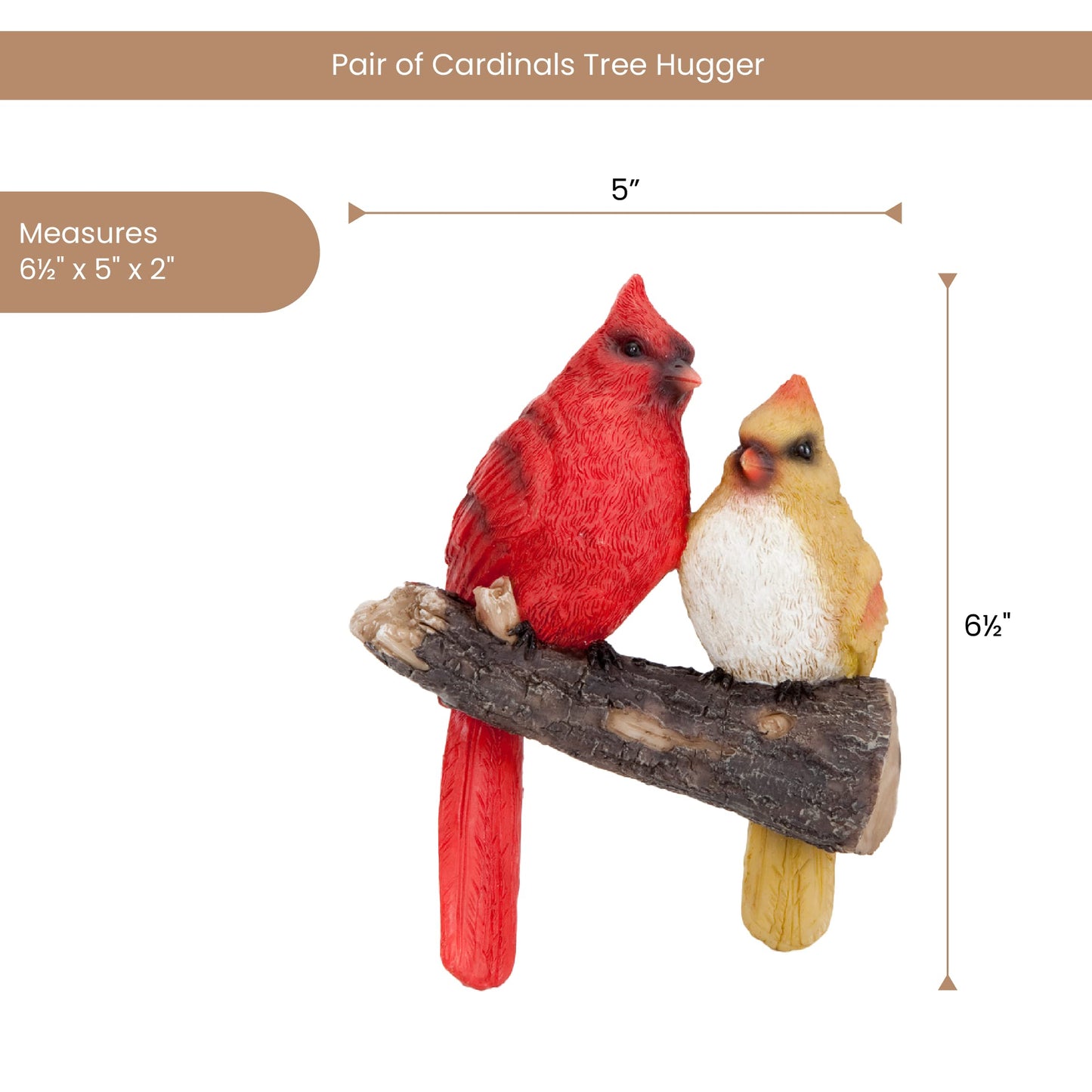 Bits and Pieces - Pair of Cardinals Tree Hugger - Animal and Bird Outdoor Décor Garden Statue