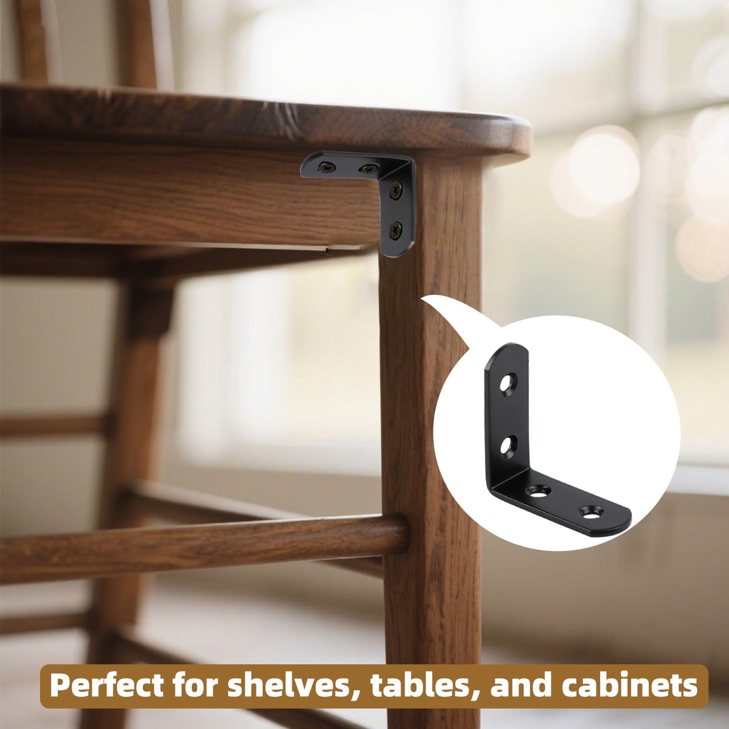 2 Inch (50mm) L Brackets for Wood Shelves Corner Brace 20 Pack- Reinforced Corner Braces - Black Heavy Duty Steel Shelf Brackets for Furniture/ DIY Home Improvement