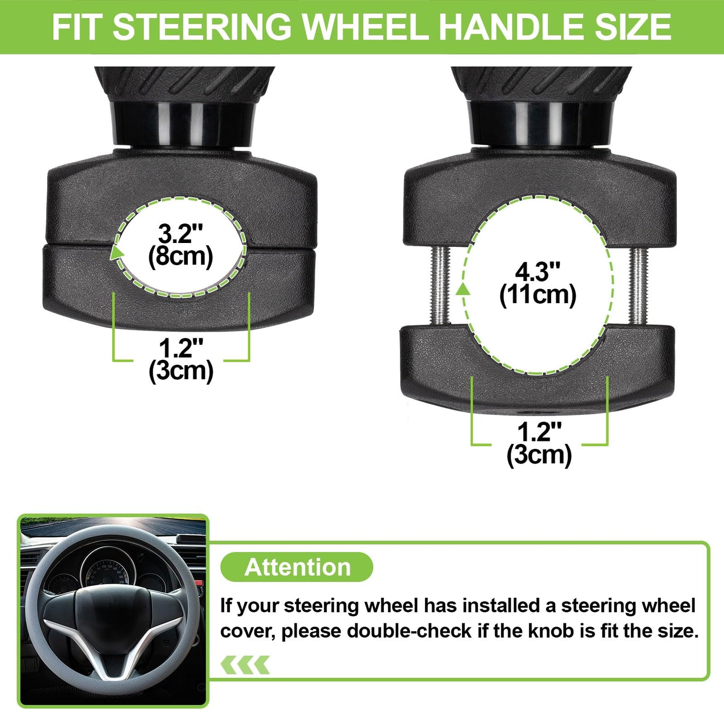 Spurtar Steering Wheel Knob Spinner, 2Pack Universal Car Suicide Knob Power Handle Spinner Fit for Cars, Truck, Forklift, Mower, Tractor, Boat, Golf Cart – Black
