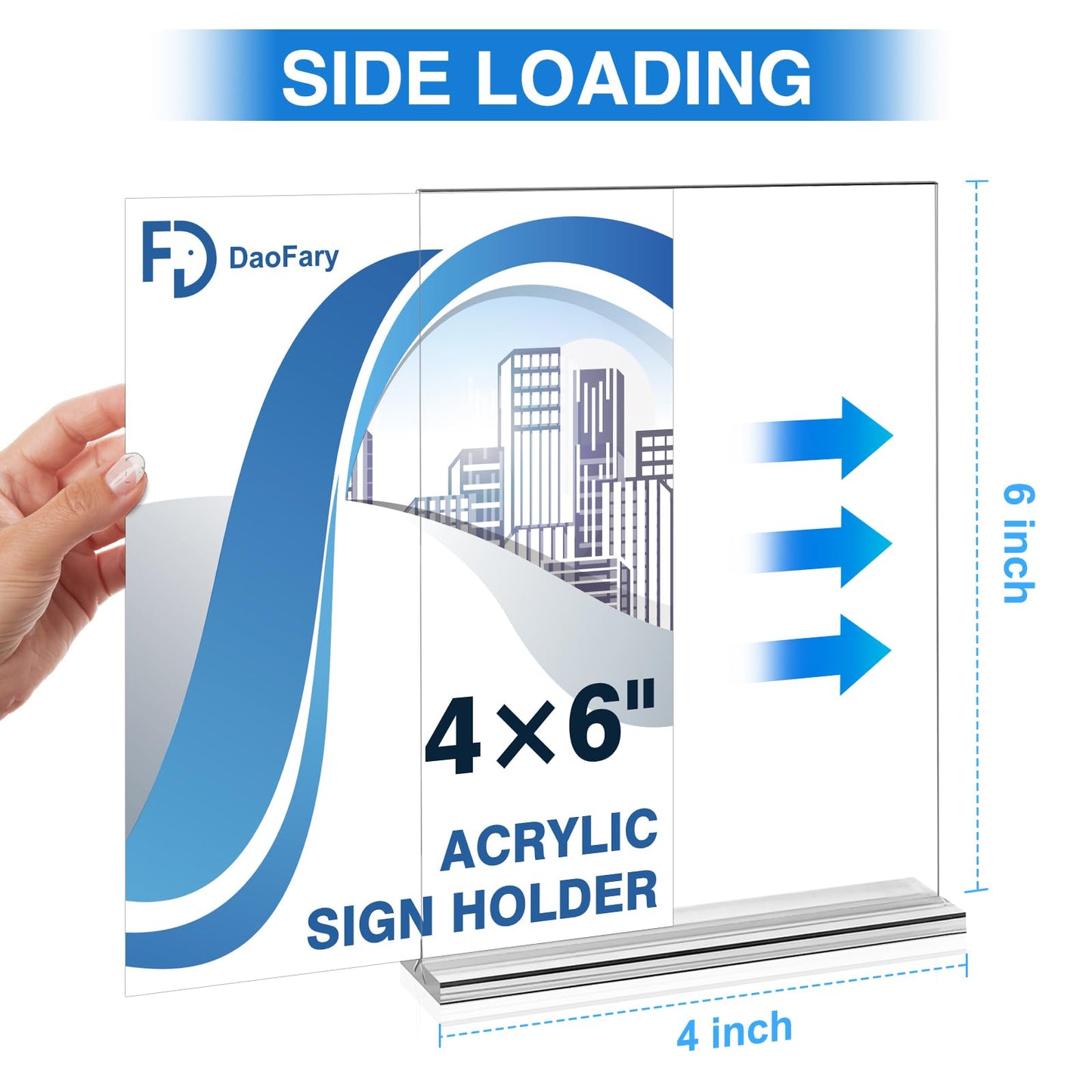 Daofary Acrylic Sign Holder 4 x 6, 12 Pack Double Sided Clear Display Stand Table Top Sign Holder, Paper Display Stand for Menu, Stores, Office, Restaurants