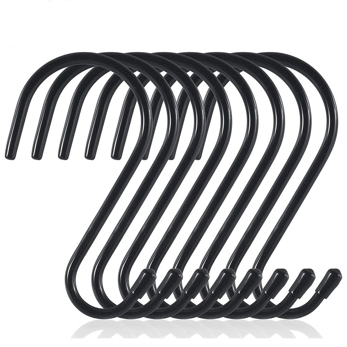 Acrux7 24 Pack 6 Inch S Hooks, Heavy Duty Large S Hook, Black Vinyl Coated Non Slip Metal Large S-Hooks for Hanging Plants, Pots, Garden, Garage, Jeans Hangers