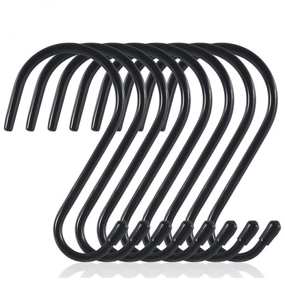 Acrux7 24 Pack 6 Inch S Hooks, Heavy Duty Large S Hook, Black Vinyl Coated Non Slip Metal Large S-Hooks for Hanging Plants, Pots, Garden, Garage, Jeans Hangers