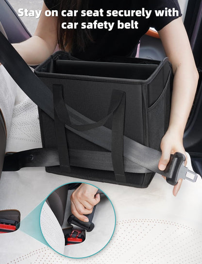 YOHOOLYO Car Seat Organizer for Front Back Seat Passenger Seat Organizer with Belt Car Organizer Between Backseat Collapsible Car Seat Storage Organizer with 4 Cup Holders Kids Adults Black