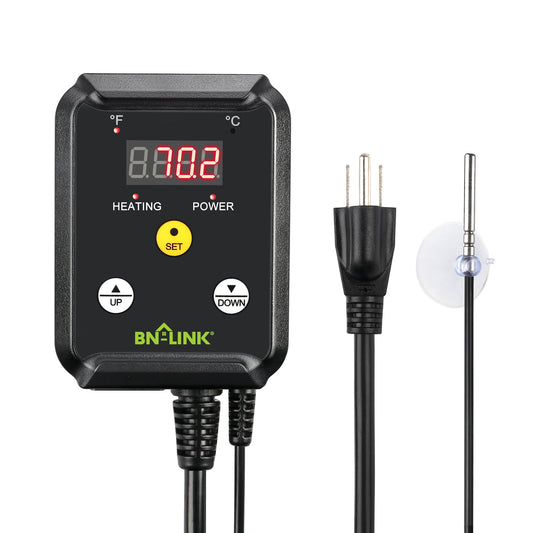 BN-LINK Reptile Thermostat Temperature Controller, Digital Heat Mat Thermostat for Seed Starting, Plant Germination, Greenhouse, Incubator, Brooder, Brewing, Reptiles Tank, 40-108°F, 1000W, ETL Listed