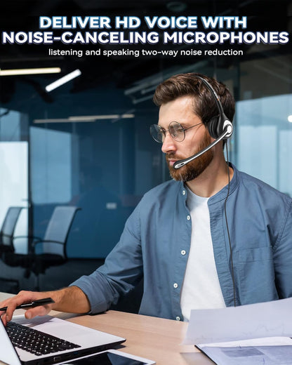 Wantek Wired Phone Headset with Microphone Noise Cancelling, RJ9 Telephone Headsets Compatible with Yealink T20P T21P T26P T23G T42S T46S T48S T53W T57W Avaya J179 9608G 9611G 9620 Grandstream Snom