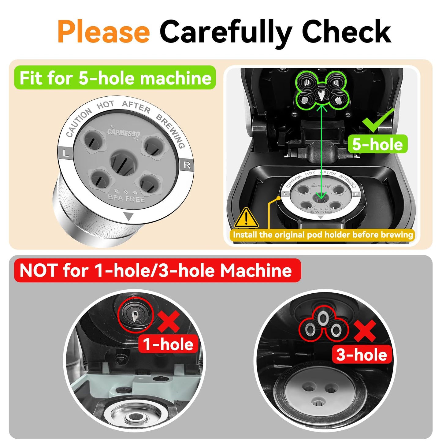 CAPMESSO Reusable K Cups for Keurig: 2025 Updated My K Cup Metal Coffee Filter Refillable Coffee Pods with 5 Holes - for K Supreme/K Slim/K-Duo Gen2/K-Brew Chill with MultiStream Technology (4 Pack)