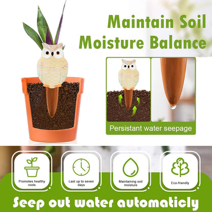 Shoyisenka 4 Pcs Plant Watering Bulbs Self Watering Spikes, Terracotta Watering Spikes Plant Watering Spikes, Plant Watering Stakes, Self Watering Globes for Indoor Outdoor Plants (Owl)