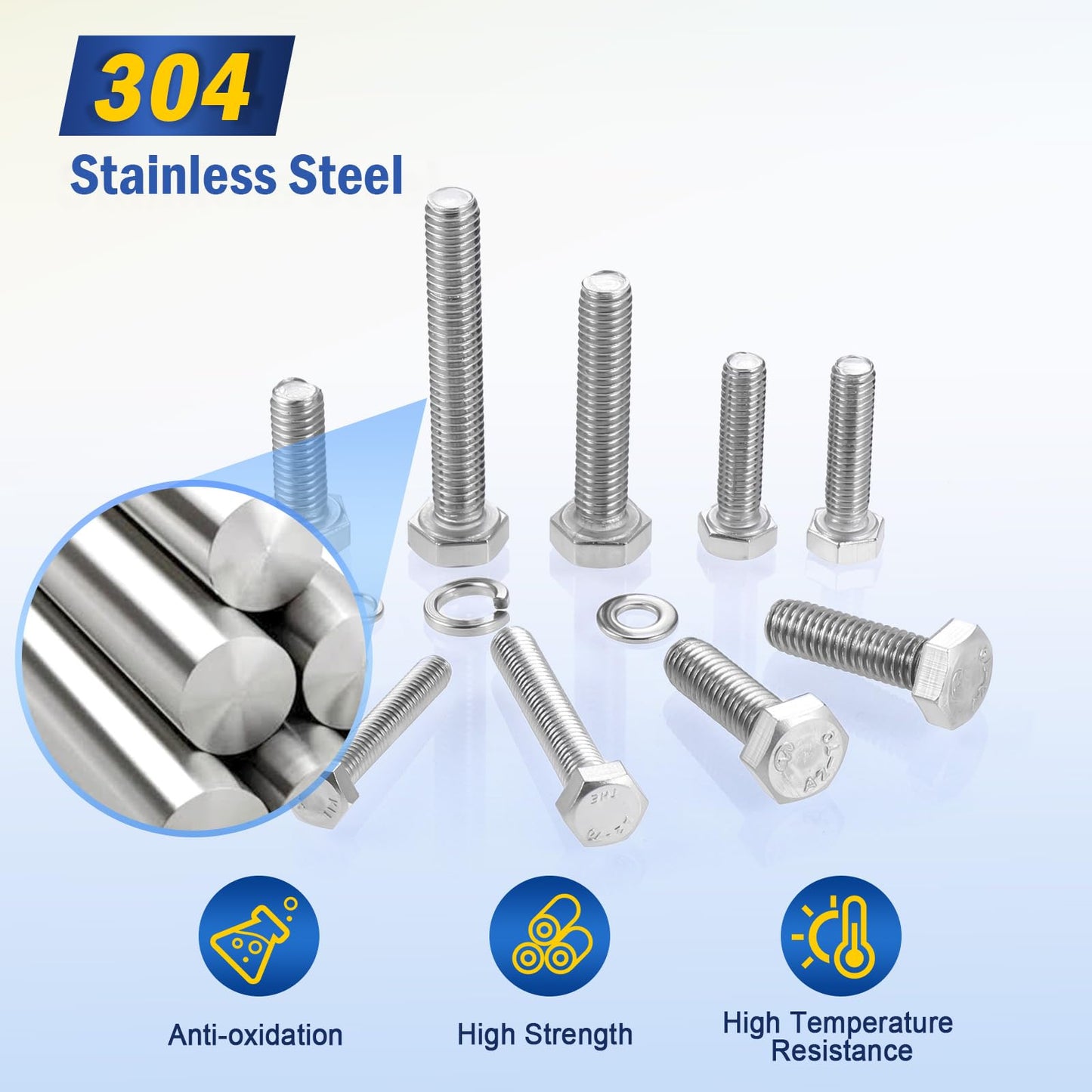 602PCS Metric Nuts and Bolts Assortment Kit - Heavy Duty M4 M5 M6 Stainless Steel Screws Assortment, Assorted Machine Screw Set with Flat & Spring Washers, Hex Head Cap Screws Bolts and Nuts Kit