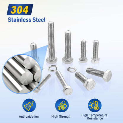 602PCS Metric Nuts and Bolts Assortment Kit - Heavy Duty M4 M5 M6 Stainless Steel Screws Assortment, Assorted Machine Screw Set with Flat & Spring Washers, Hex Head Cap Screws Bolts and Nuts Kit