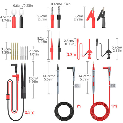 Proster Multi Test Leads Kit 21 in-1 Electrical Multimeter Test Lead with Alligator Clips Test Probe Spring Grabber Banana Plug Volt Meter Leads for Voltage Circuit Tester