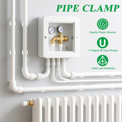 Supkiir 100Pcs PEX Pipe Clips, 16mm and 20mm U-Hook Pipe Clamps, Water Tube Support Hangers, Plastic Pipes Holder Bracket Support Tools Tubing Hoses Bracket Socket for Water Gas Pipes