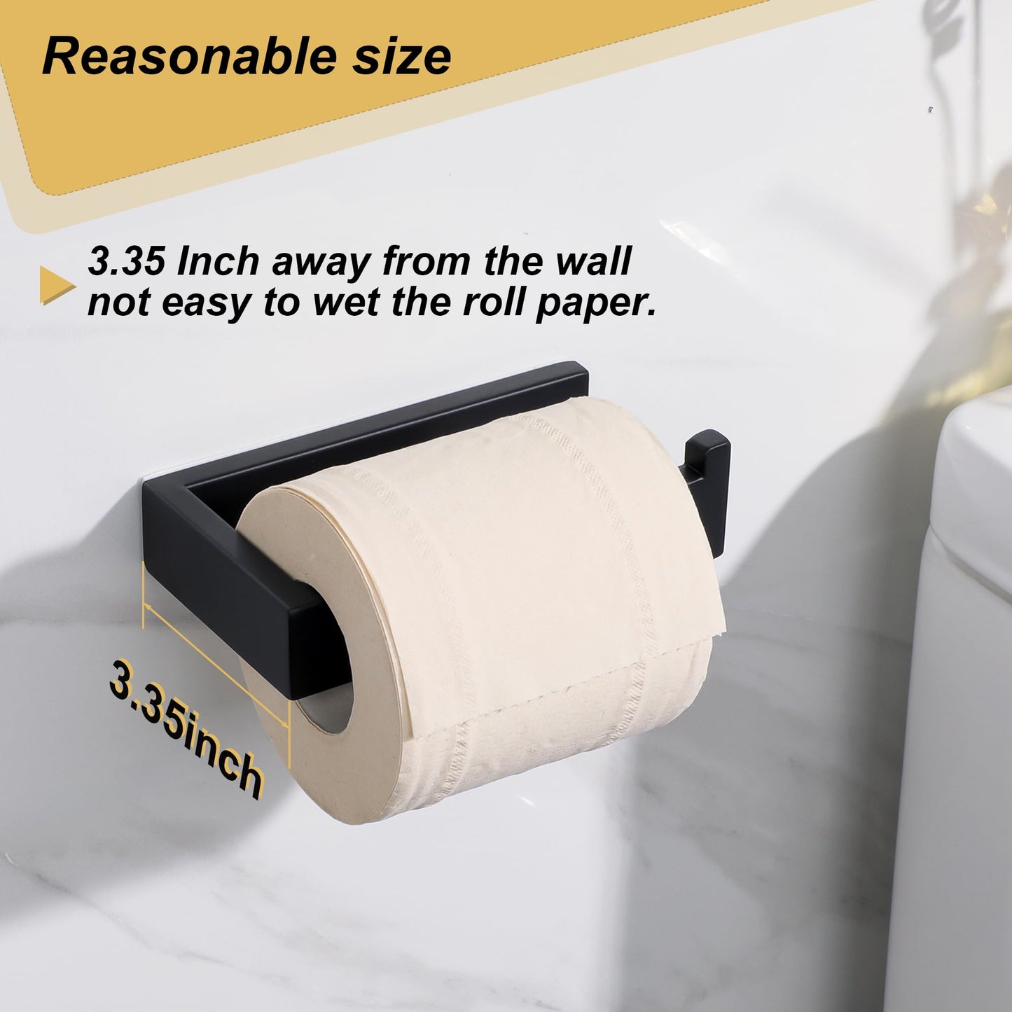 Sayayo Toilet Paper Roll Holder Wall Mounted, SUS304 Stainless Steel Toilet Paper Holder, Matte Black Bathroom Tissue Holder, Kitchen and Washroom, Hand Towel Holder Screw-in, GKN2211-B