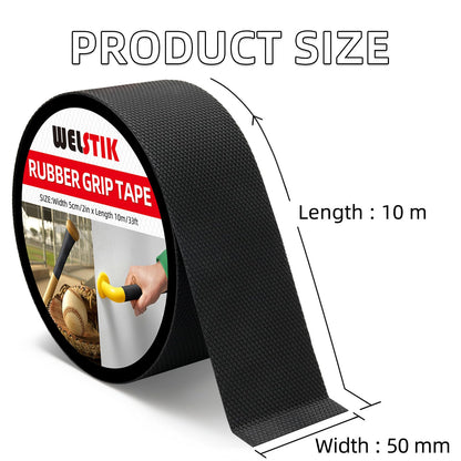 WELSTIK Rubber Grip Tape, Ultra Strong Waterproof Anti Slip Tape with Textured Adhesive for DIY Tools & Gadgets (Black, 2In x 33Ft)