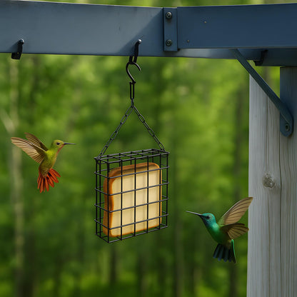 2 Pcs Suet Feeder, Large Capacity Suet Bird Feeder with Hook, Suitable for Hanging Under Trees, Brackets, Or Eaves Wild Bird Feeder (Black)