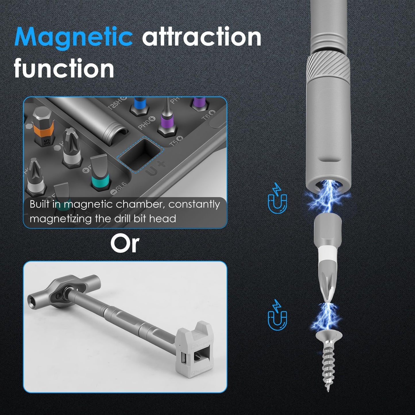42 in 1 Magnetic Screwdriver Set,Ratchet Screwdrivers Kit with 40PCS Magnetic Bits&Detachable Ratchet Handle,Multi Bit Magnet Screw Drive,Household Wrench Screwdriver Tool Combination Set (42 in 1)