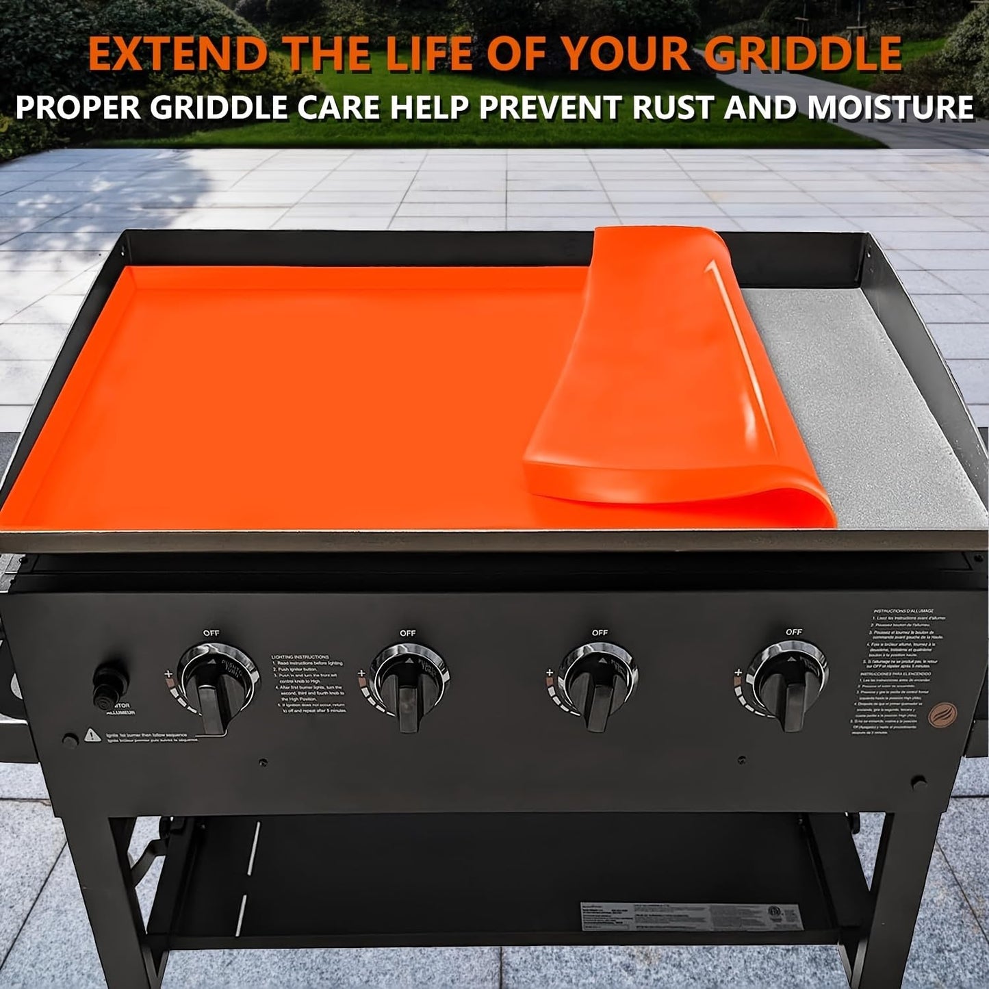 Silicone Griddle Mat for 36" Blackstone Gas Grill, Heavy Duty & Reusable Buddy Pad for Outdoor Barbecue, BBQ Tools Accessories Protective Cover (Orange, 36 Inches)