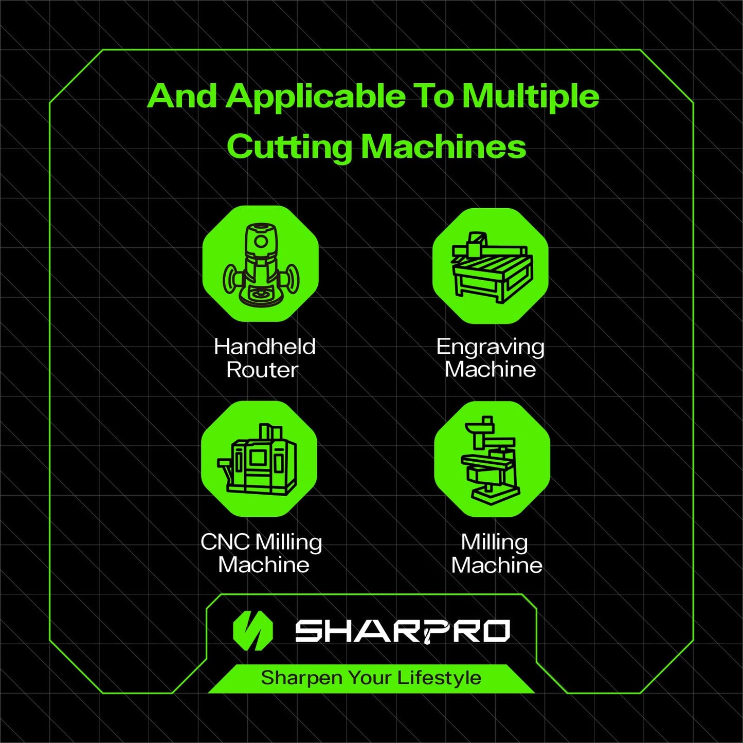 SHARPRO Downcut Spiral Router Bit 1/4 Inch Shank 1/8 Inch Cutting Dia. 1/2 Inch CL. 2 Inch OVL. Solid Carbide Down Cut CNC Bit, Ideal for Wood Cutting, Slotting, Engraving, Carving