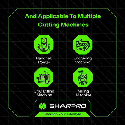 SHARPRO Downcut Spiral Router Bit 1/4 Inch Shank 1/8 Inch Cutting Dia. 1/2 Inch CL. 2 Inch OVL. Solid Carbide Down Cut CNC Bit, Ideal for Wood Cutting, Slotting, Engraving, Carving