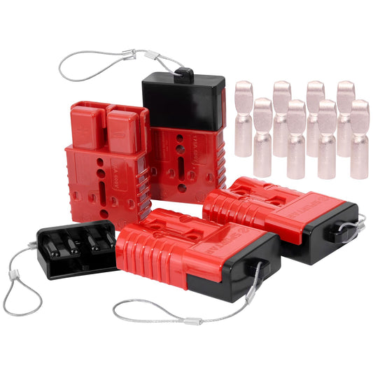 Spurtar 175A Battery Quick Connect/Disconnect, 4Pcs 1/0 AWG Wire Harness Plug, 12-36V Quick Connect Jumper Cables for Car ATV Lifts Motors Trailer Towing Winch, Red