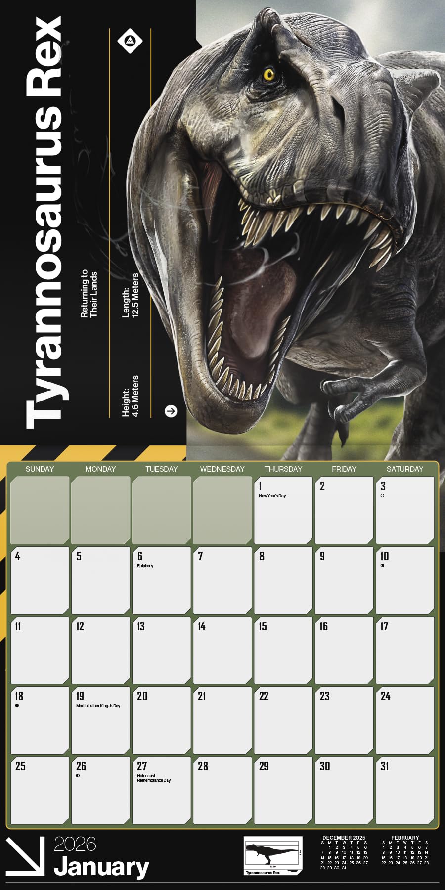 2026 Jurassic World: Rebirth Wall Calendar