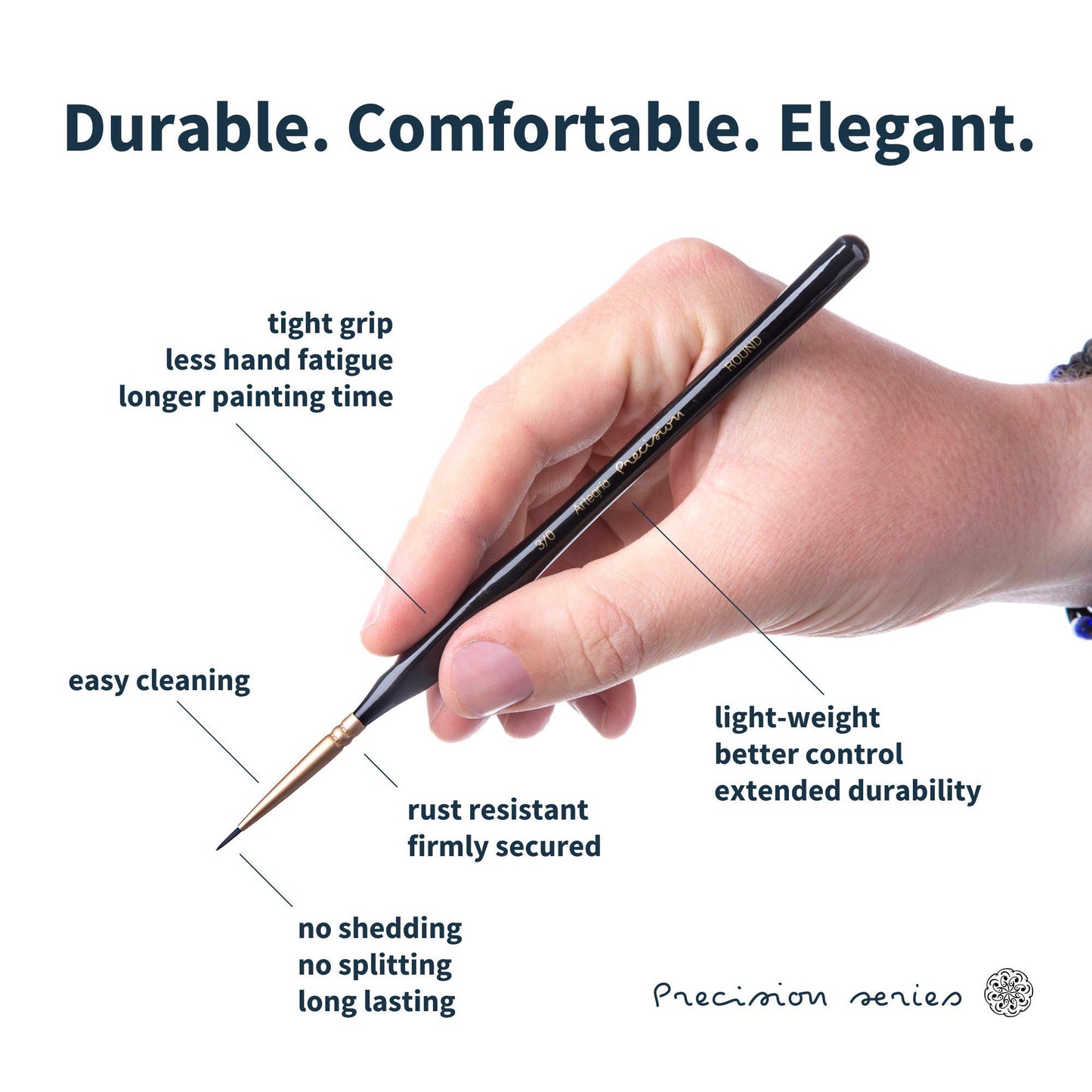 ARTEGRIA Detail Paint Brush Set, 8 Miniature Brushes with Extra Fine Tips and Ergonomic Handles, for Small Scale Models, Figurines, Paint by Numbers for Adults