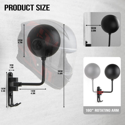 PUERSI Helmet Holder Wall Mount - 2 Pack 180° Rotation Helmet Hanger for Motorcycle Bike Racing Outerwear Sports Gear Display