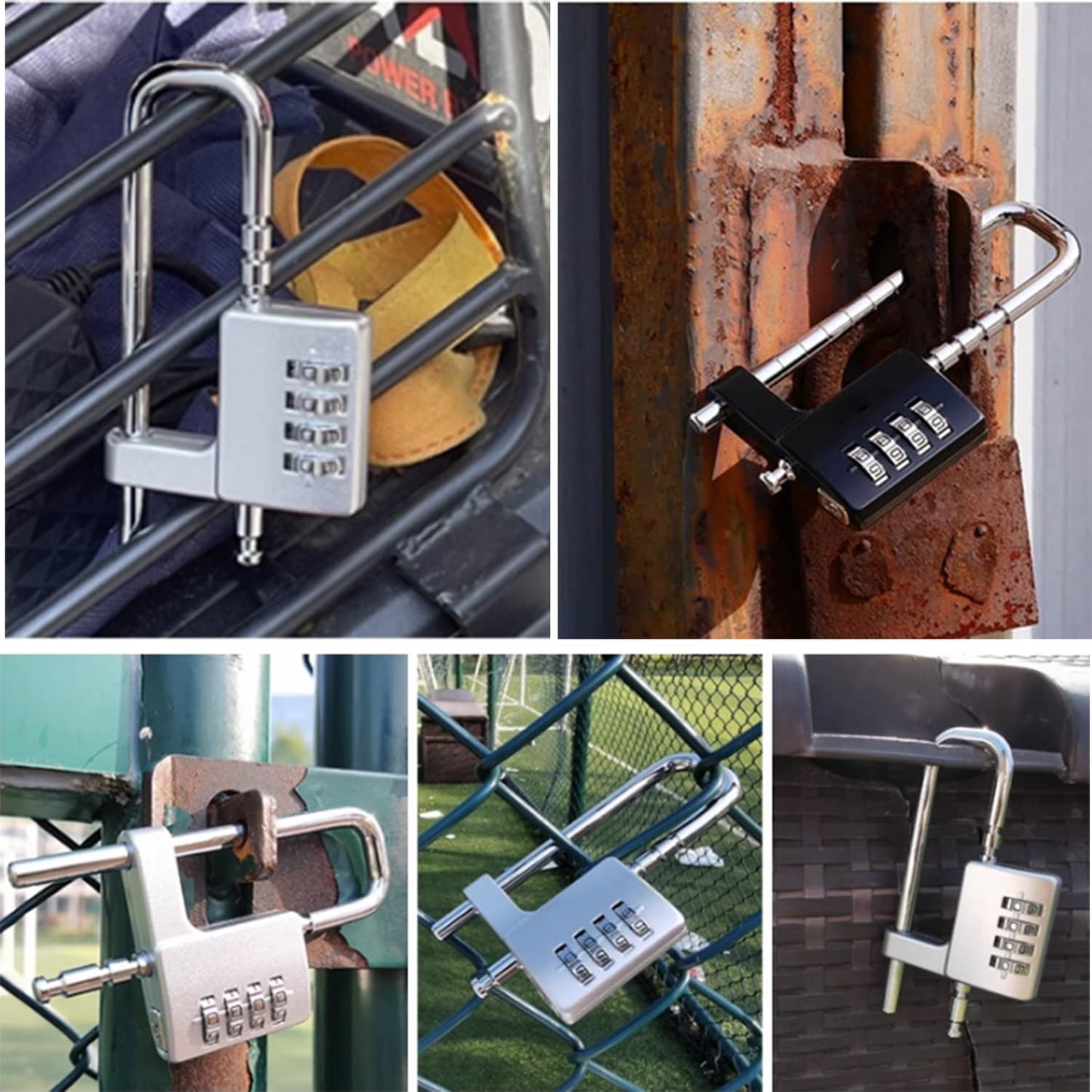 Cabinet Lock,Combination Padlock,U Shaped Padlock,Stainless Steel Gym Locker Lock Code Long Adjustable Shackle Lock for Outdoor, School, Gym, Sports lockers, Fences (black-2pcs)
