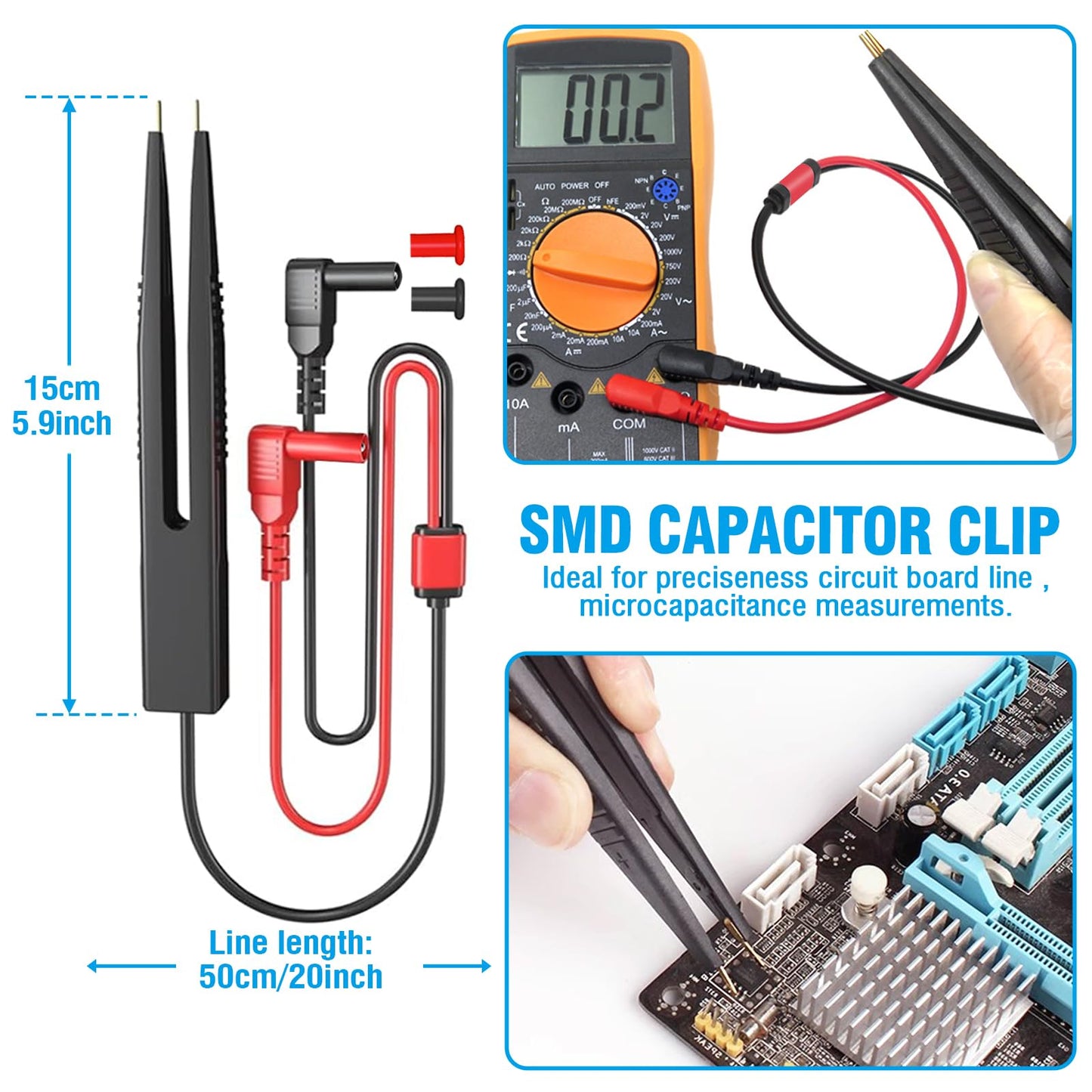 Col-Pary Multimeter Test Leads Set,21PCS Digital Electrical Test Probes Set with Alligator Clips,SMD IC Test Hook Clip,Test Tweezer,Spade Plug,Replaceable Precision Sharp Probes for Multimeter Testing