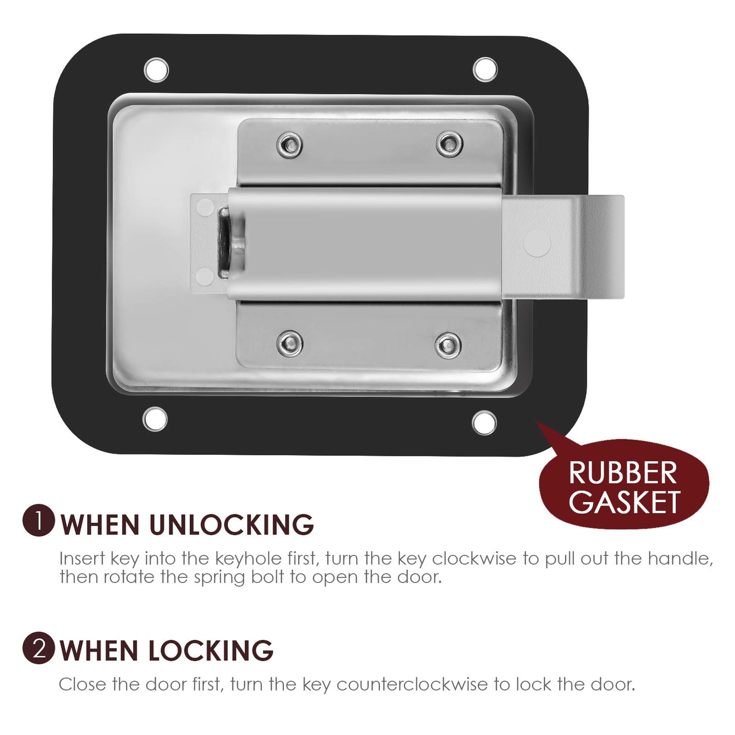 Stainless Steel Paddle Handle Toolbox Lock Paddle Latch Flush Mount Paddle Latch with Keys for Trailer Auto Special Vehicle Toolbox