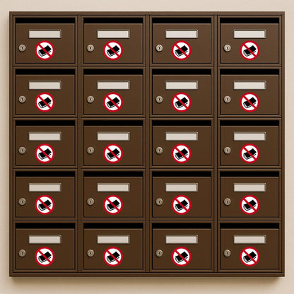 25 Pack/PAQUET DE 25 Autocollants Pas De Publicité Résistant À L'Eau/No JunkMail Mailbox Stickers Water Resistant (Small 2", 25, Count)