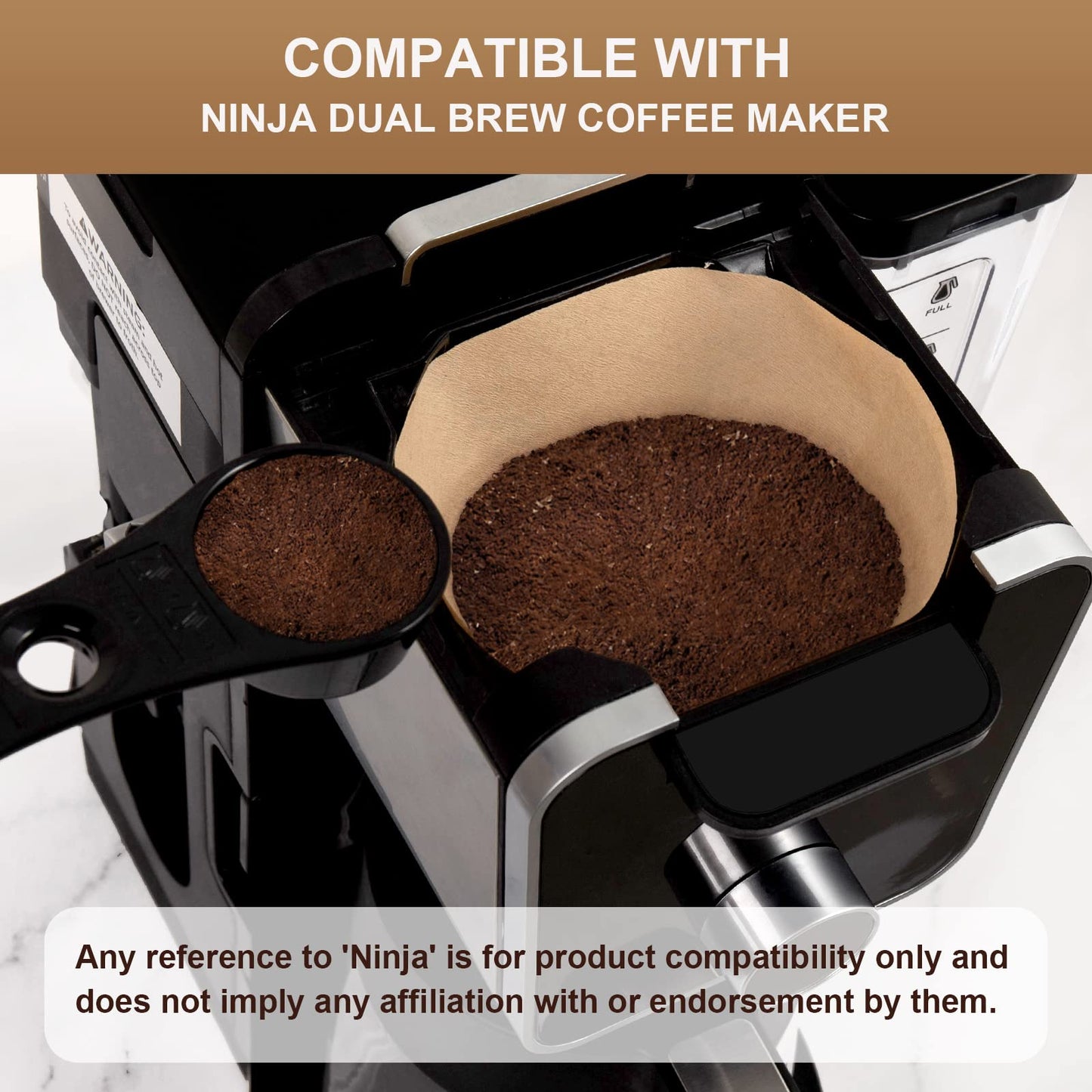 BRIKINTE Disposable Coffee Paper Filters for Ninja Dual Brew Coffee Maker,200 Pcs #4 Cone Replacement Filter Compatible with Ninja DualBrew Pro CFP301 CFP201 Coffee Maker