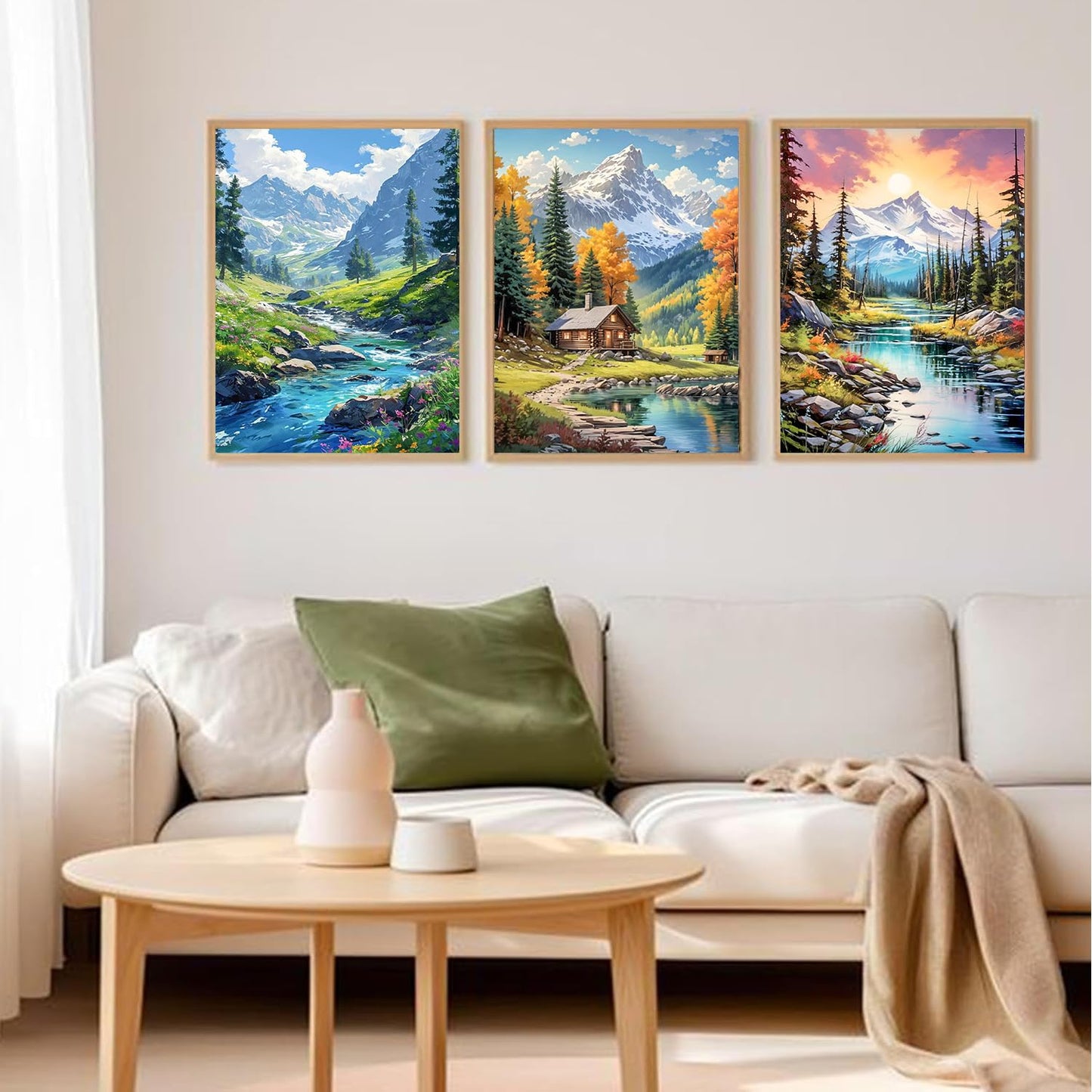 3 Pack Diamond Painting Kits for Adults, 5D Landscape Diamond Art Kits for Beginner, DIY Full Drill Gem Art Kits for Home Decor Wall Art and Crafts 12x16 Inch