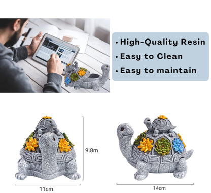 Windproof Decorative Ashtray with Lid Cigarette Resin Ashtray Odorless Outdoor Indoor Use. Porch Patio Home Office Decroation. Gift for Smokers Animal Lovers Men Women (Succulent Turtle)
