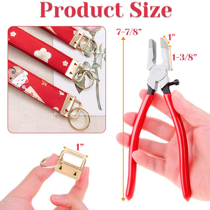 shynek Key Fob Hardware, 50PCS 1 Inch Lanyard Keychain Hardware with Key Fob Pliers Tool for Keychain and Wristlet Clamp Hardware Supplies