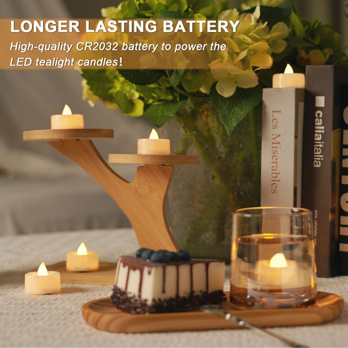 BEICHI 50 Pack Battery Flicker Tealights, Long Last 200+ Hours, Flameless Fake Candle Bright Realistic for Christmas, Romantic Night, Wedding Decoration