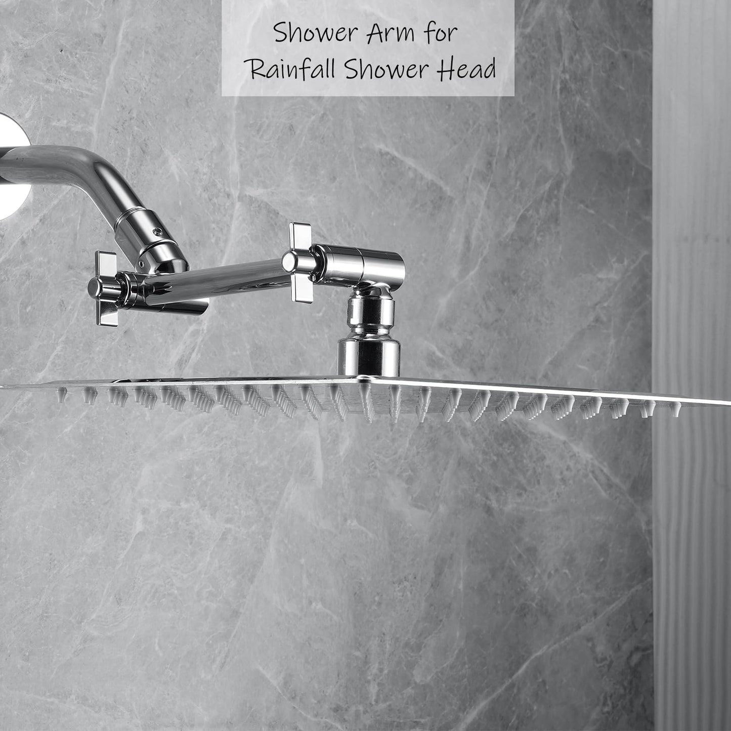 Shower Head Extension Arm, 6 Inch Adjustable Shower Arm Extender for Handheld/Fixed/Rain Shower Head, All Metal Showerhead Arm with G1/2 Universal Connector, Easy Installation, Chrome