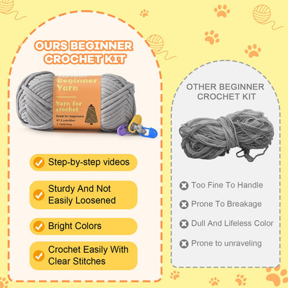 Zepiany Crochet Kit for Beginners, Crochet Cat Crafts for adults, Amigurumi Crochet Animals Craft Kit Crochet Set, Easy Christmas Gifts with Step-by-Step Video Tutorials, Hobbies for Adults Women