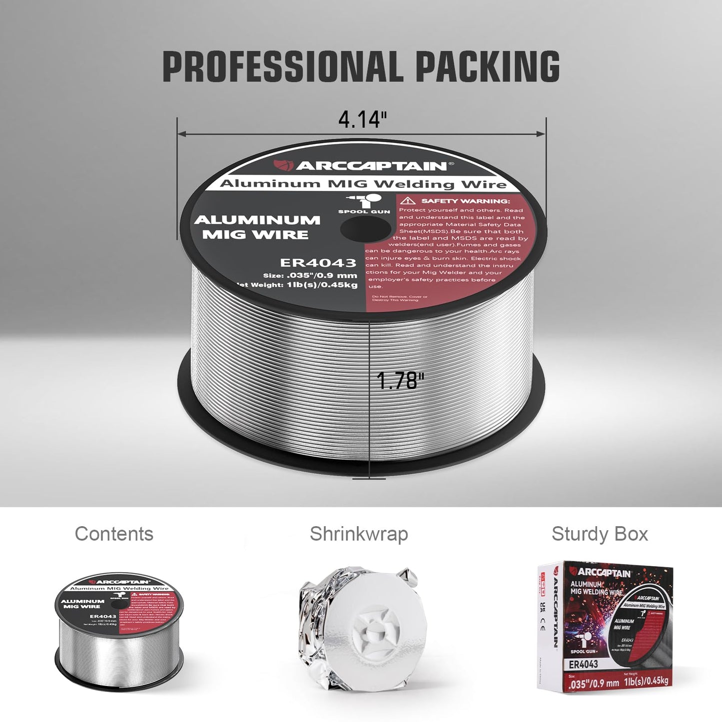 ARCCAPTAIN Silicon Aluminum Welding Wire ER4043 .035-Diameter, 1-Pound Spool