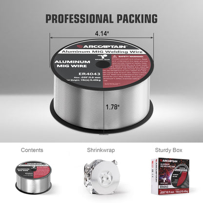 ARCCAPTAIN Silicon Aluminum Welding Wire ER4043 .035-Diameter, 1-Pound Spool