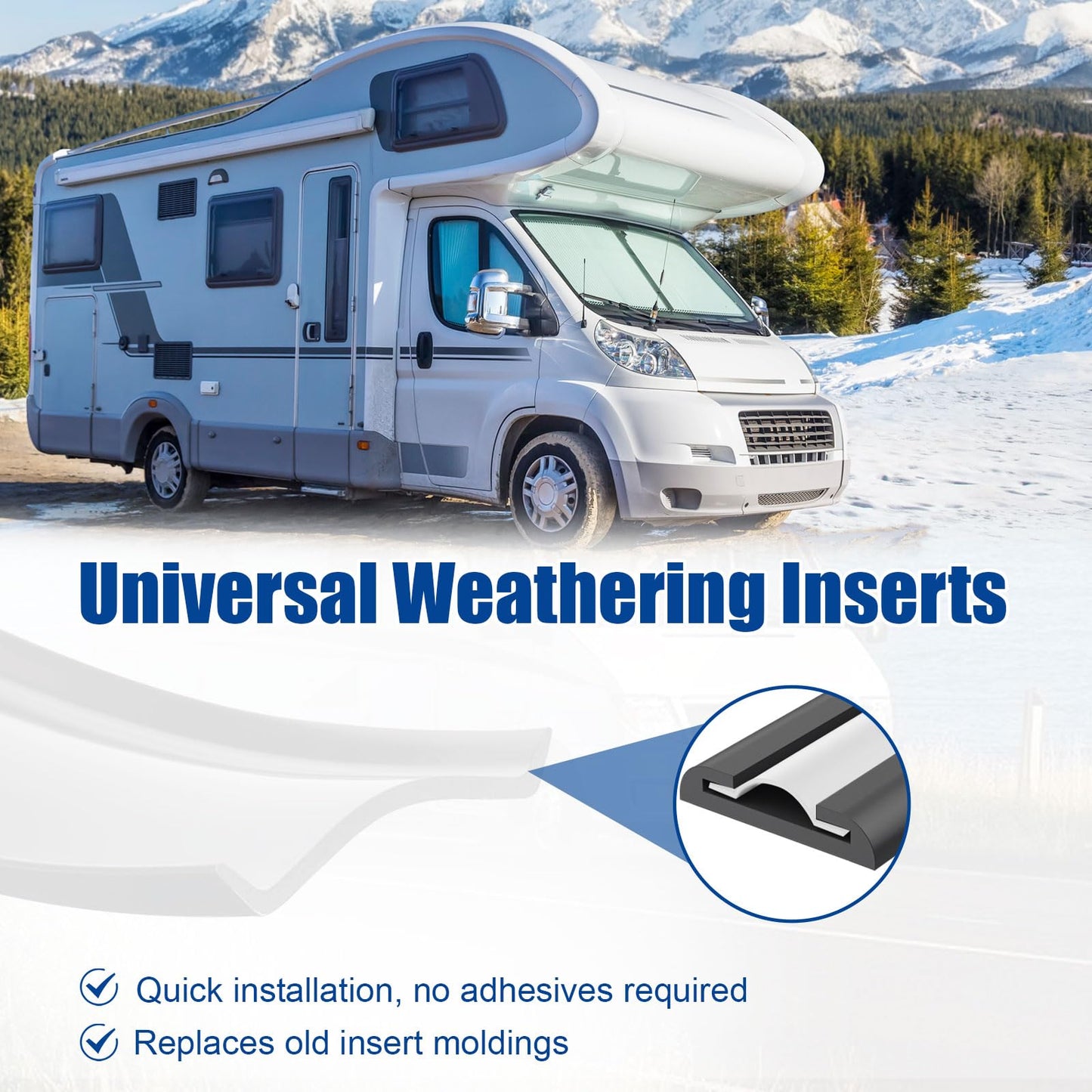 1" RV Vinyl Trim Molding Insert (50 ft), Heavy Duty RV Camper Travel Trailer Screw Cover, Gutter Corner & Roof Edge Track for RV Camper Travel Trailer, Durable Outside Seam Channel, White