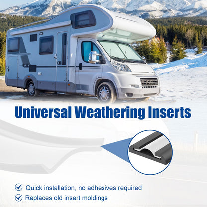 1" RV Vinyl Trim Molding Insert (50 ft), Heavy Duty RV Camper Travel Trailer Screw Cover, Gutter Corner & Roof Edge Track for RV Camper Travel Trailer, Durable Outside Seam Channel, White