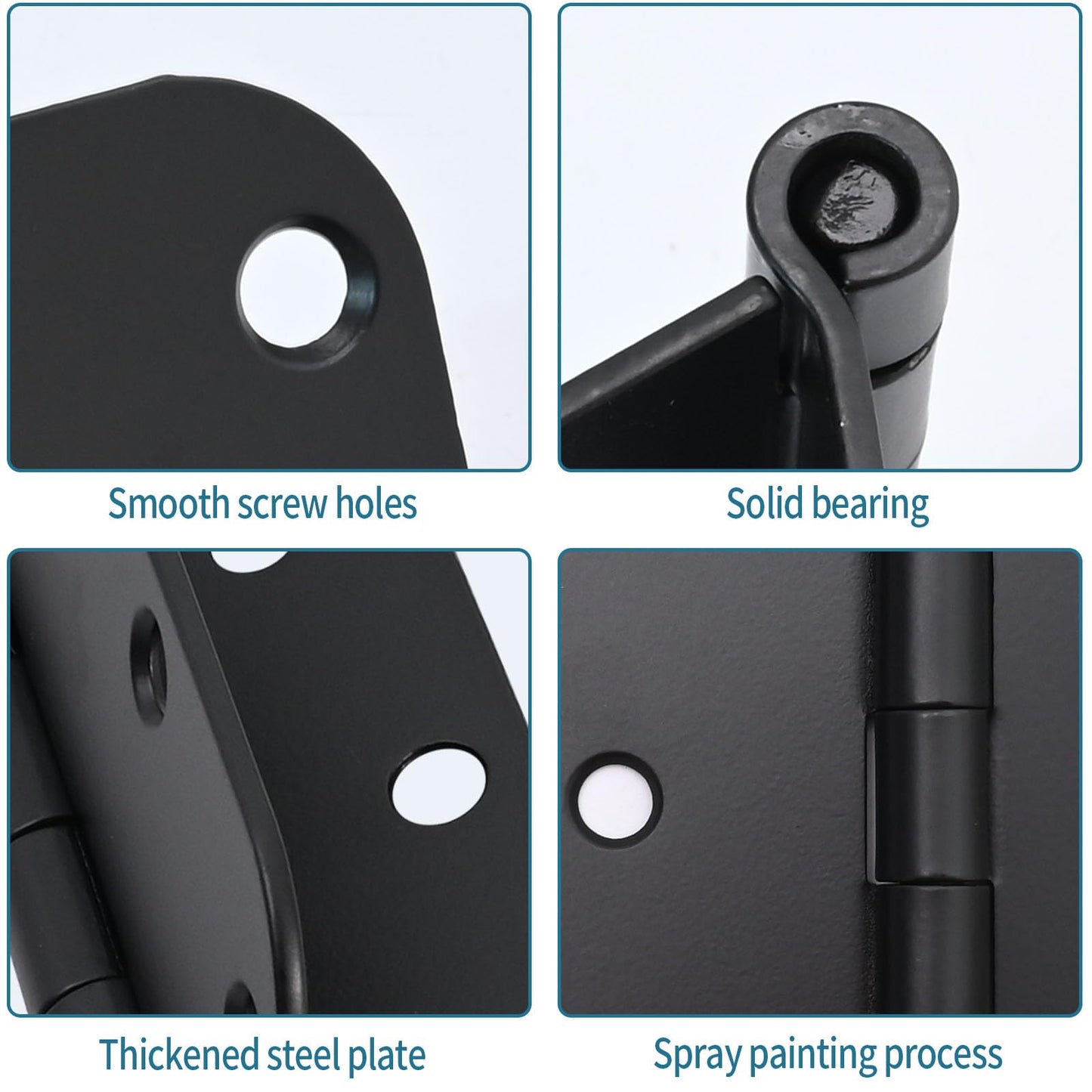 DUZFOREI 6 Pack 3 Inch x 3 Inch Door Hinges, 5/8" Radius Heavy Duty Matte Black Round Door Hinges for Interior 3 Inch Round Modern Hardware