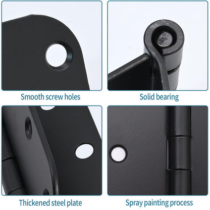 DUZFOREI 6 Pack 3 Inch x 3 Inch Door Hinges, 5/8" Radius Heavy Duty Matte Black Round Door Hinges for Interior 3 Inch Round Modern Hardware