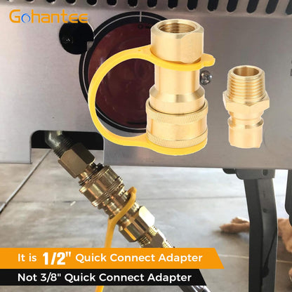 1/2" Gas Quick Connect Kit, Disconnect Connector with Male Insert Plug, Solid Brass 1/2 inch Natural Gas Propane Quick Connect Adapter