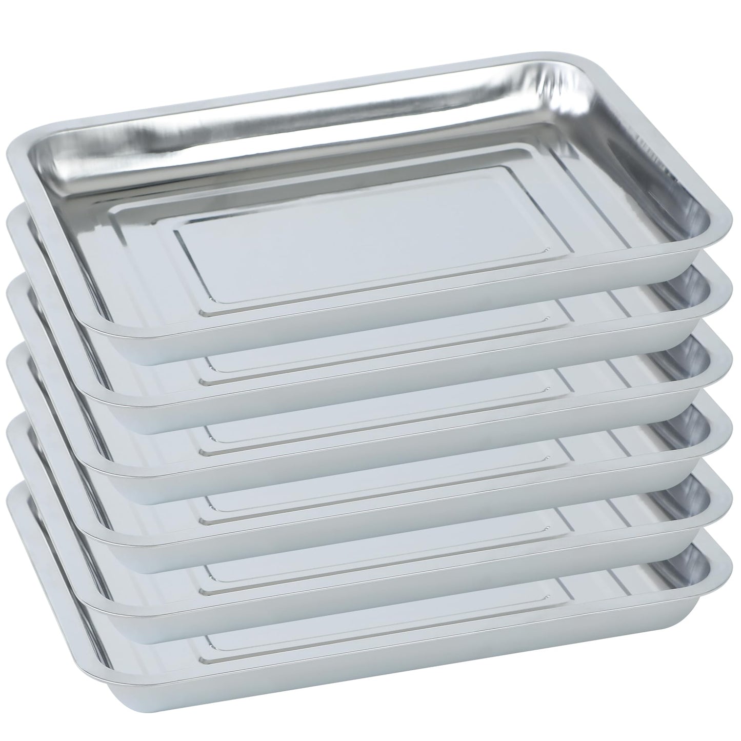 WBCBEC Stainless Steel Plant Trays, Multi-Purpose Tray for Indoor Outdoor Plants Stainless Steel Sprouting Trays Stainless Steel Seed Sprouting Kit Seed Sprouter Tray Seed Starting Trays (6PCS)
