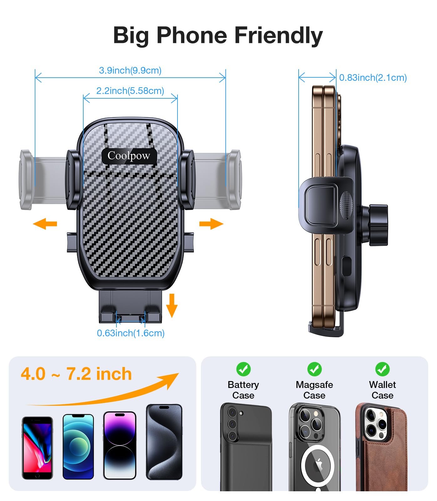 Coolpow Car Cup Holder Phone Mount for Car【Ultra Stable & Never Shake】 Cell Phone Holder Car Cupholder Support Cellulaire Auto Car Phone Holder Mount for iPhone 17 16 15 Galaxy S25 All 4-7'' Phone