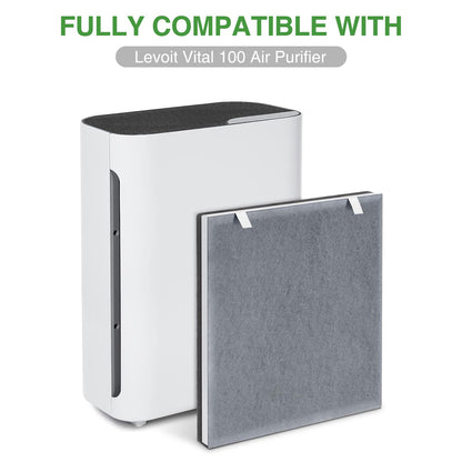 Vital 100 Replacement Filter Compatible with LEVOIT Vital 100 Air Purifier, 3-in-1 Filter with Activated Carbon Filter for Vital 100-RF, White, 2 Pack