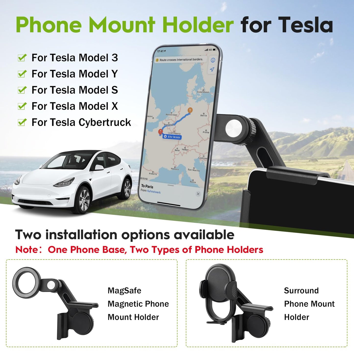 Cacartist for Tesla Phone Mount Compatible with Model Y/3/S/X, Cybertruck Magnetic Phone Holder Model Y Accessories Phone Mount Holder for iPhone, Android Car Mount (2pcs)