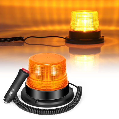 Beacon Lights for Trucks,Emergency Flashing Lights for Vehicles,Magnetic Rooftop Strobe Lights for Snowplow Work Truck Tow Mail Car,Amber Warning Lights - Ensure Night and Highway Driving Safety