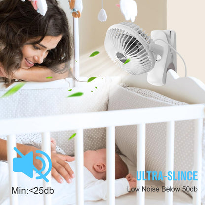 BESKAR USB Powered Clip on Fan, Portable Small Fan with Cord, 3 Speeds Strong Airflow, Personal Fan with Sturdy Clamp, Quiet Desk Fan & Clip Fan